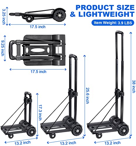 Folding Hand Truck, 360lbs Heavy Duty Utility Cart, Portable Fold Up Dolly G21478