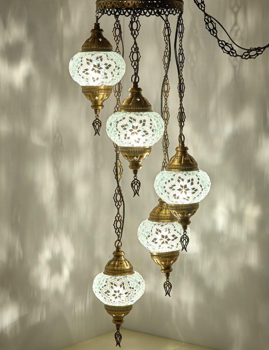 Mosaic Globe Chandelier Ceiling Pendant Light with 15ft Cord F355170