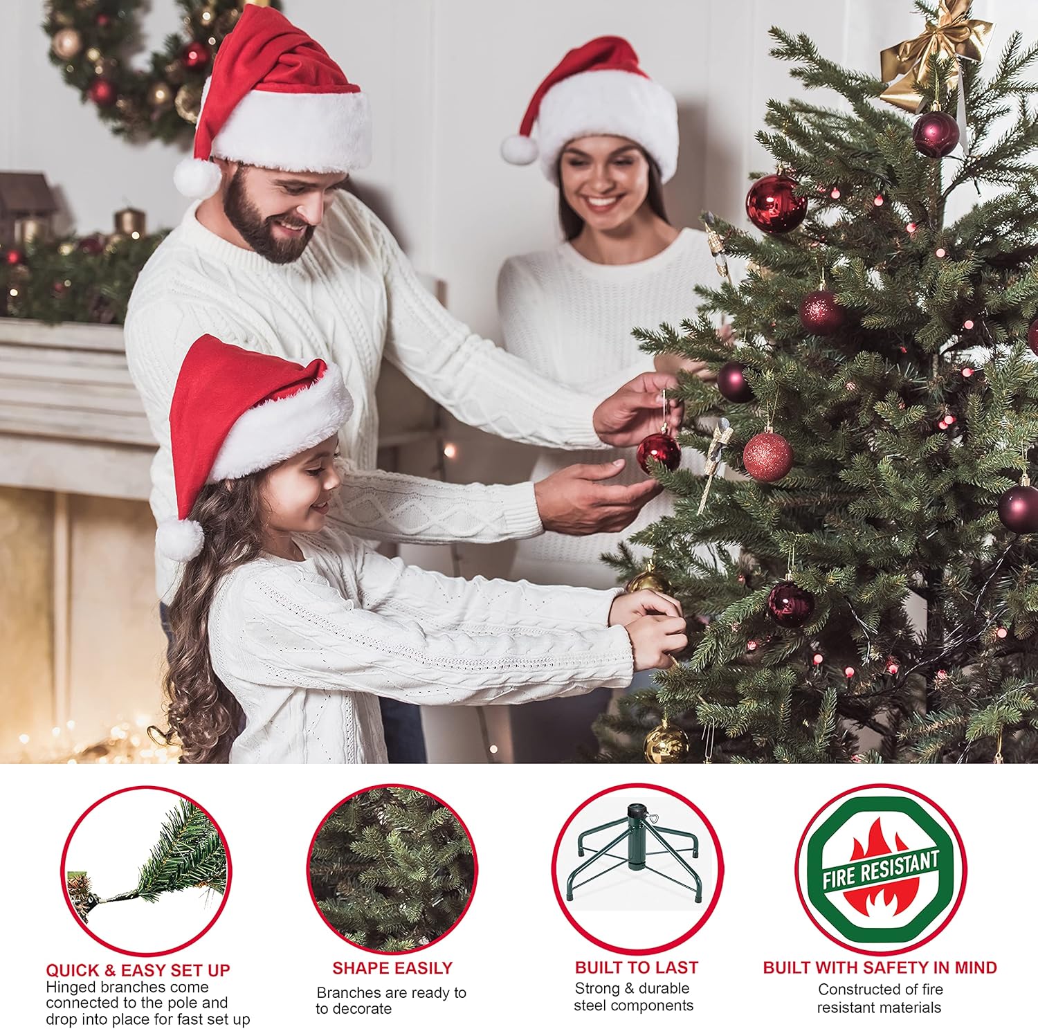 7.5 ft Pre-Lit Fraser Fir Artificial Christmas Tree with 750 Clear Lights J476696