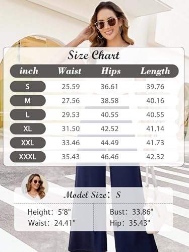Women's Stretchy Wide Leg Palazzo Lounge Pants with Pockets B791829