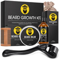 Beard Growth Kit, Beard Kit for Men, Beard Growth Oil (2oz), Beard Balm and Comb, Stimulate Beard and Hair Growth - Gifts for Men Dad Him Boyfriend Husband Brother