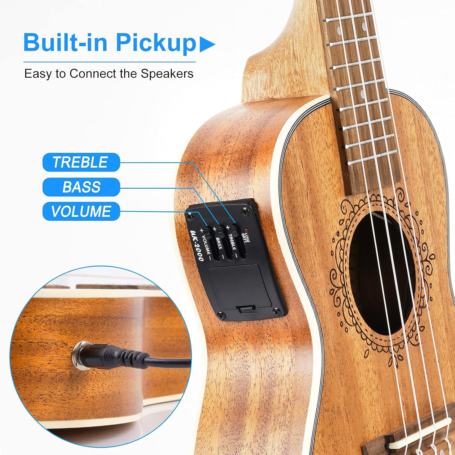 Concert Ukulele Mahogany 23 Inch and Electric Acoustic Tenor Ukulele Bundle B63610