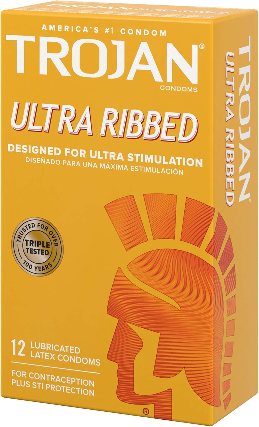 Ultra Ribbed Lubricated Condoms, 12 Count W898110