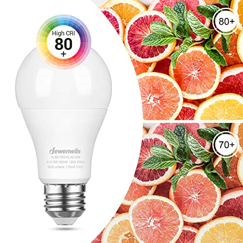 Dusk to Dawn LED Light Bulbs, A19 Sensor Bulb, Auto On/Off, 9W, 800LM, 5000K Daylight, E26 Base, 4-Pack O646388