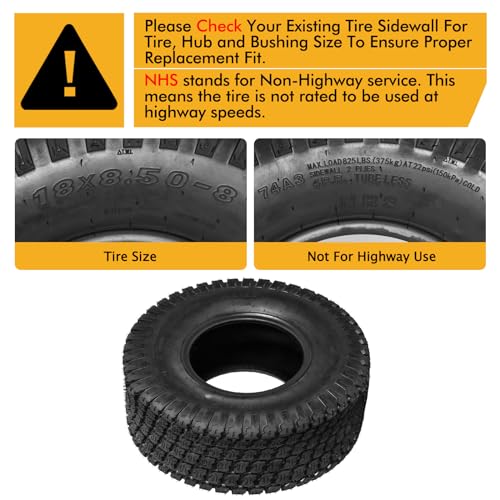 20x10.00-8 Lawn Mower Tire, 4 PR Tubeless, Set of 2 W99068