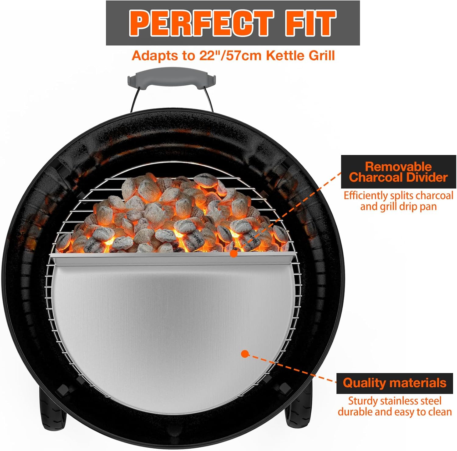 Stainless Steel Detachable Grill Drip Pan for 22" Kettle Grills L653414