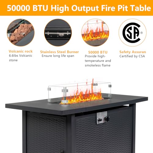 43 Inch Propane Fire Pit Table with Lid and Metal Tabletop for Outdoor I392765