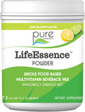 PURE ESSENCE LABS LifeEssence Multivitamin Powder for Men and Women, Natural Herbal Supplement with Vitamin D3, B12, and Biotin, Energizing Whole Food Based Powder Mix, 7.3 oz