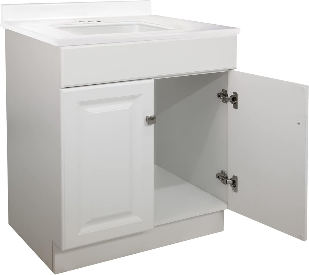 Cultured Marble 2-Door Bathroom Vanity Top, 31x22, White M40775