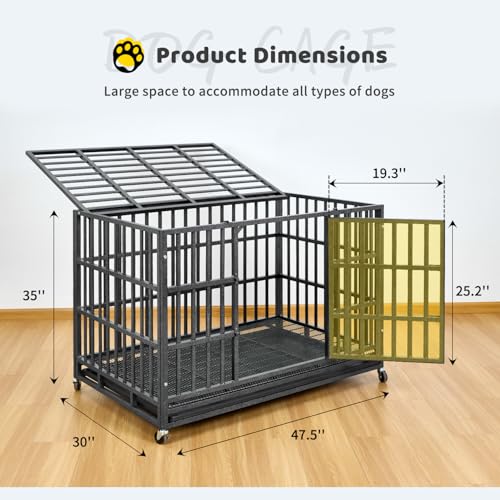 48 Inch Heavy Duty Dog Crate with Wheels and Removable Tray J85192