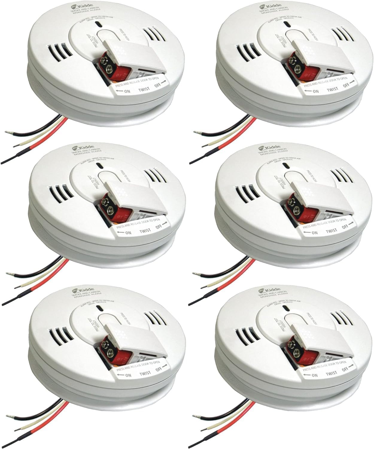 Kidde Smoke & Carbon Monoxide Detector, Hardwired Interconnect, Combination Smoke & CO Alarm with Battery Backup, Voice Alerts, Contractor 6 Pack