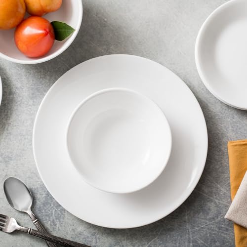 4-Pc Stackable Bowls for Pasta and Salad, 30-Oz, Microwave and Dishwasher Safe, White H3908