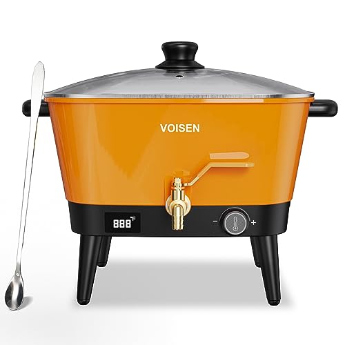 VOISEN Wax Melter for Candle Making, Electric Non-Stick Wax Melter Holds 8Qts of Wax,Soy Wax for or Soap Business Candle Making with Heat Resistant Handle & Brass Spout,Temp Control (Black)