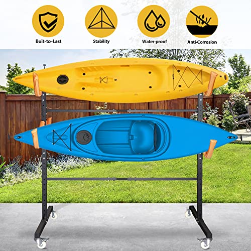 Freestanding Kayak Storage Rack for 2 or 4 Kayaks, Outdoor Heavy Duty Stand C900104