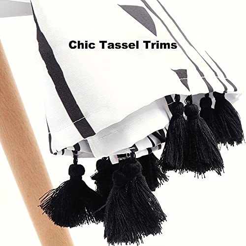 Boho Shower Curtain 72x72 Black and White Fabric with Hooks P493435