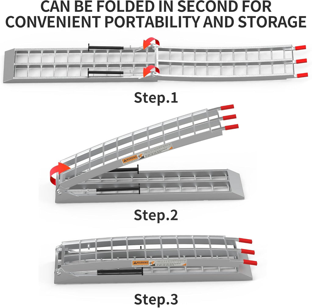 ATV Ramps 7.5ft, 3000 lbs Aluminum Folding Loading Ramps with Removable Support Legs G3896