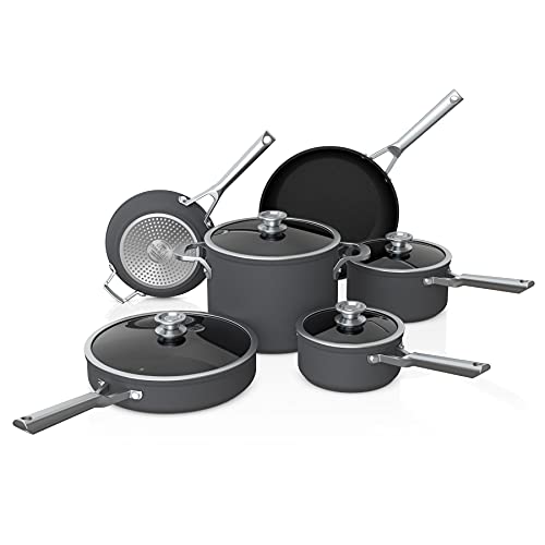 10 Piece Pots & Frying Pans Set with Glass Lids, Nonstick, Oven Safe to 500°F E2836