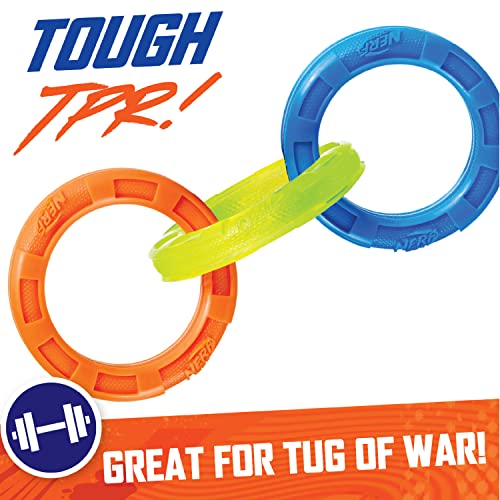 10.5in Rubber 3-Ring Tug Dog Toy, Lightweight, Durable, Water Resistant C841