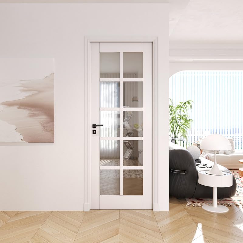 French Interior Door 32x80 Clear Glass 10-Lite Slab B908