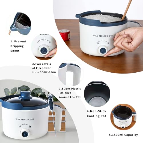 Wax Melter for Candle Making with Thermometer, Electric Melting Pot with Spout A34116