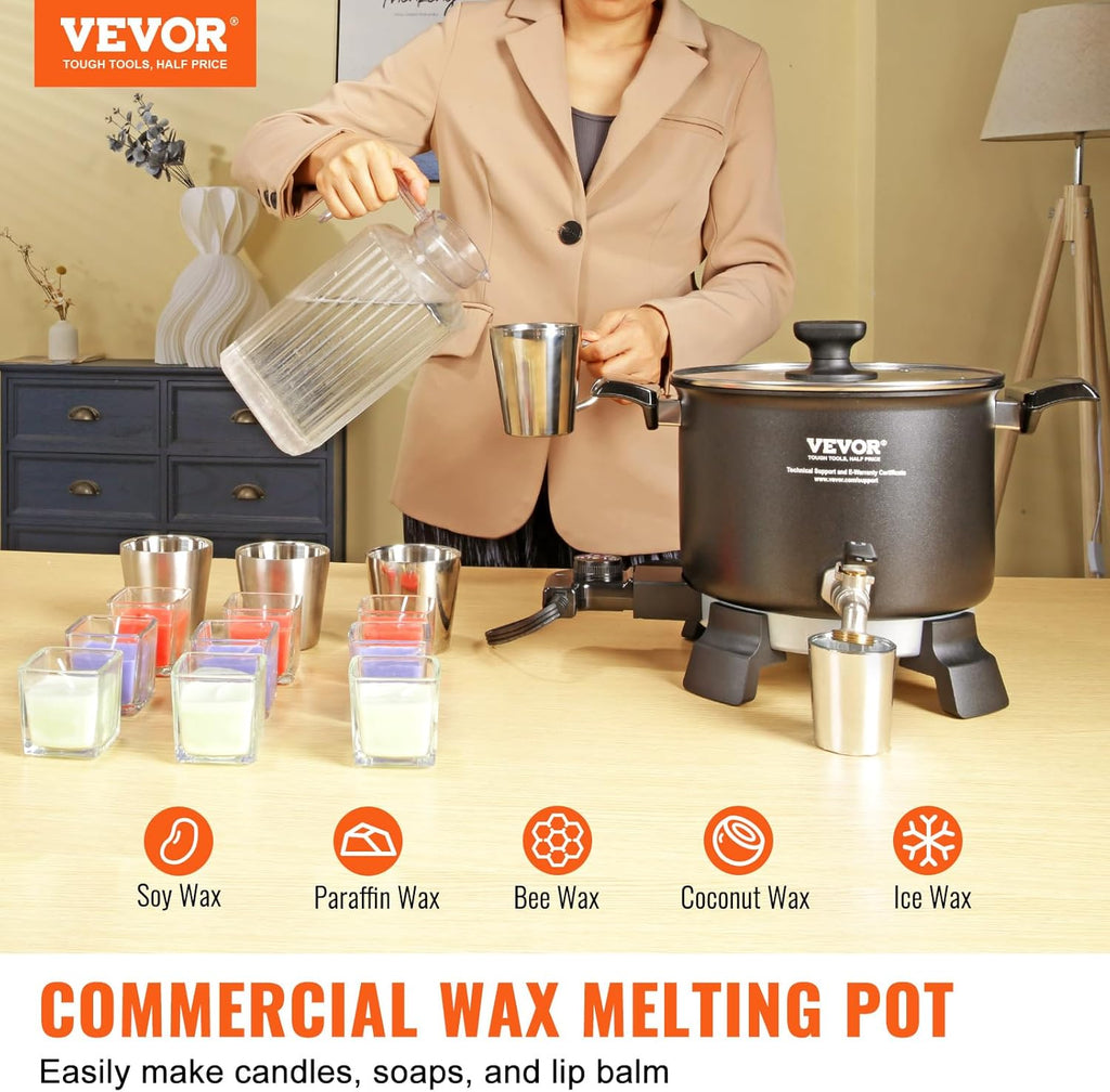 5 Liter Electric Wax Melting Pot with Pour Spout and Temperature Control Y271