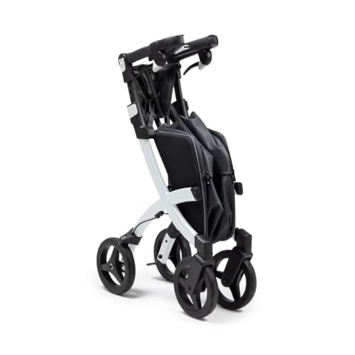 Upright Rollator Walker with Seat, Lightweight Folding Walker with Wheels and Shopping Bag V3035
