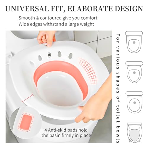 Sitz Bath for Toilet, Collapsible Perineal Soaking Basin with Flusher H7271