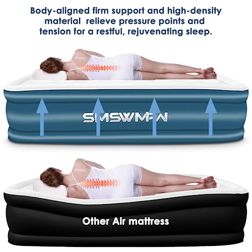 Queen Air Mattress with Built-in Pump, 18" Elevated Inflatable Bed with Storage Bag V3513