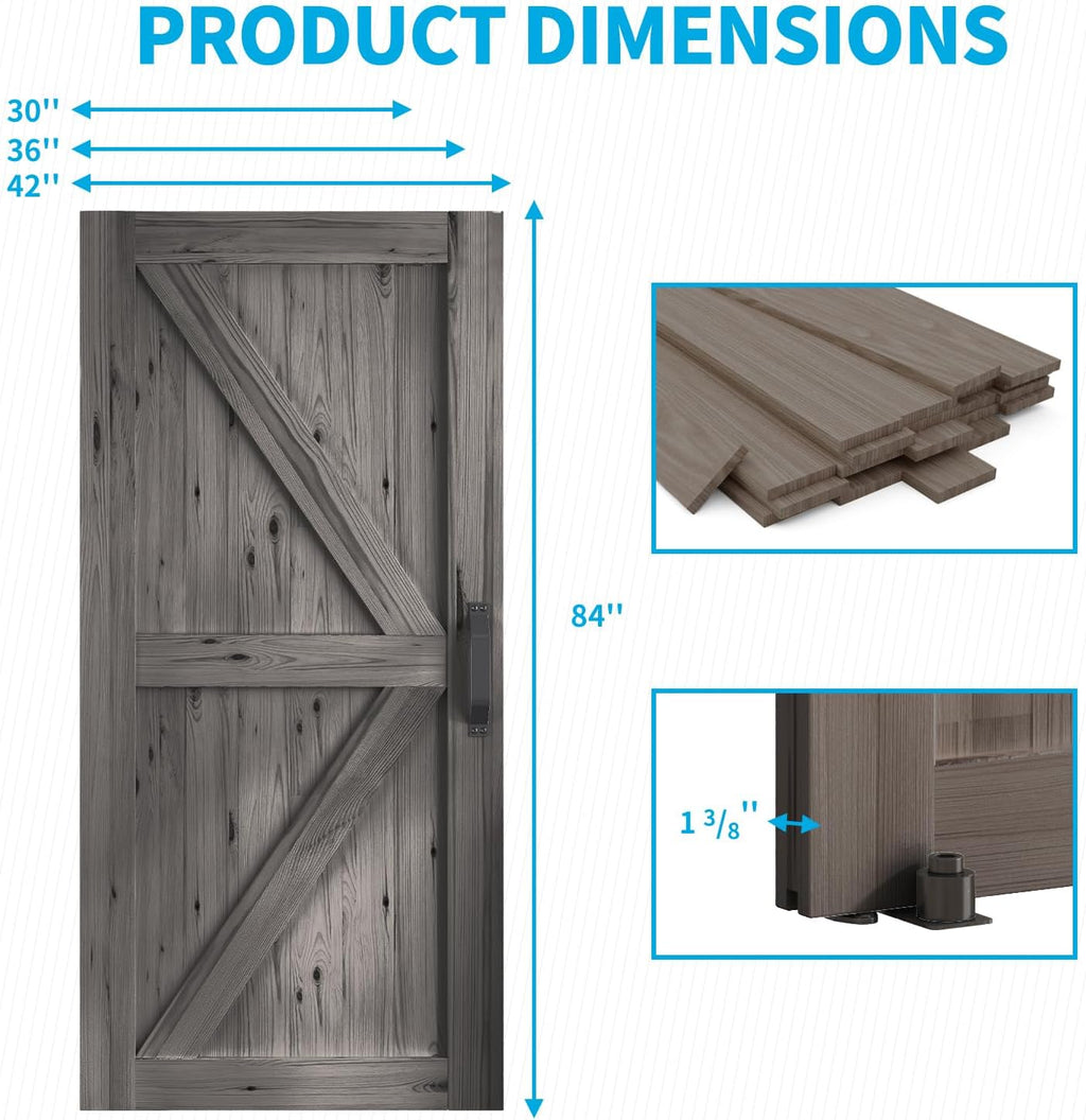 Sliding Barn Door with Hardware Kit for Interior Rooms and Closets Y2011