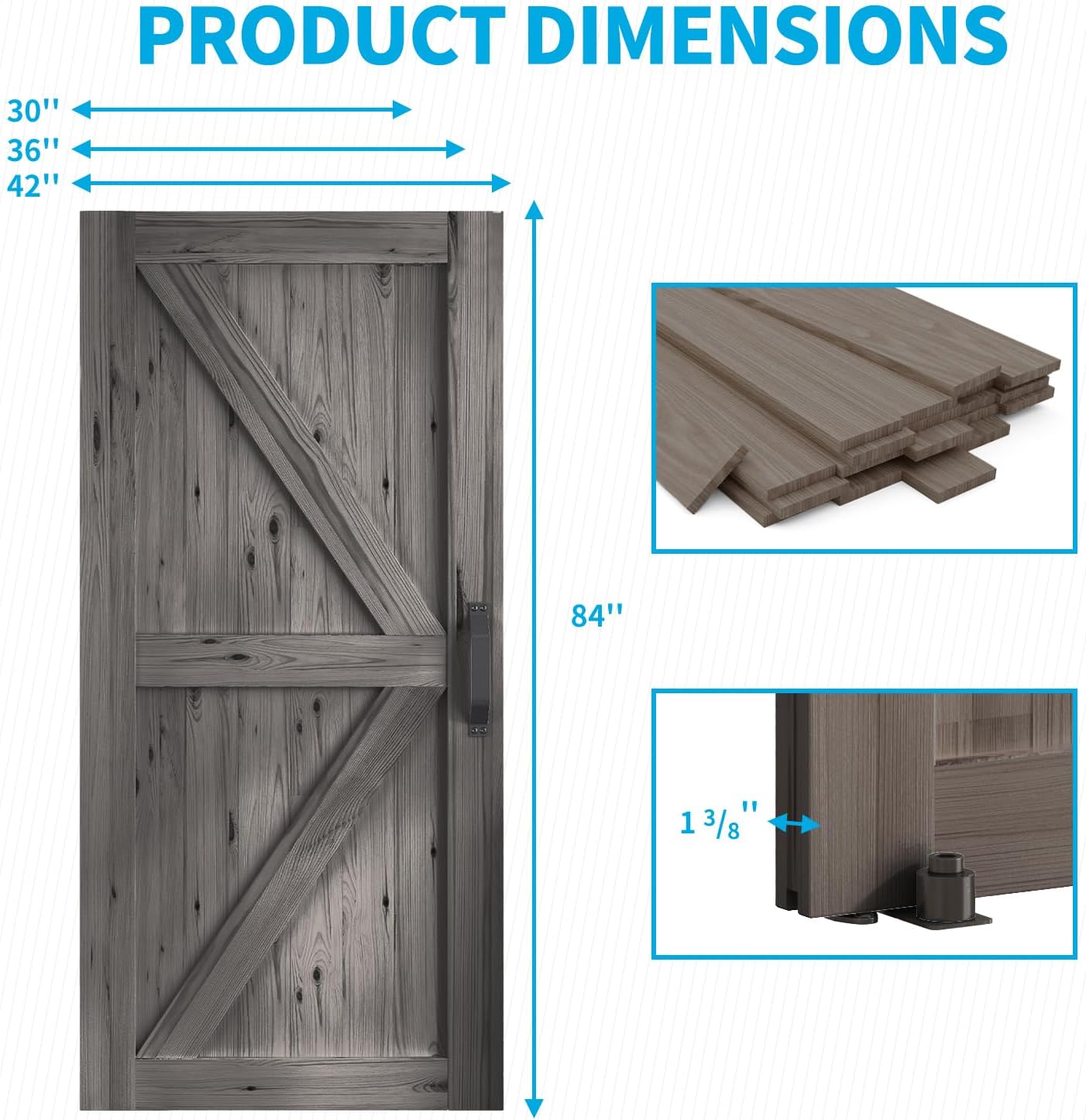 Sliding Barn Door with Hardware Kit for Interior Rooms and Closets Y2011