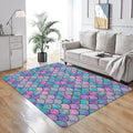 Mermaid Fish Scale Pattern Area Rug Ultra Soft Faux Wool Throw Rugs Non-Slip Area Rugs Floor Carpet Cover for Living Room Bedrooms Decor 4' x 6'