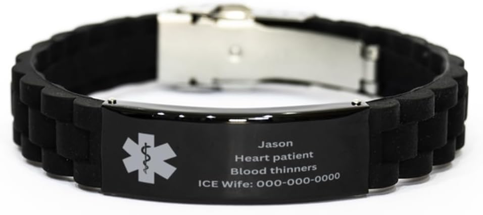 Personalized Medical Alert Bracelet For Men Women and Kids - Customized Medical ID Bracelet - Emergency Bracelet - Engraved Medical Information Bracelet - Patient Gift