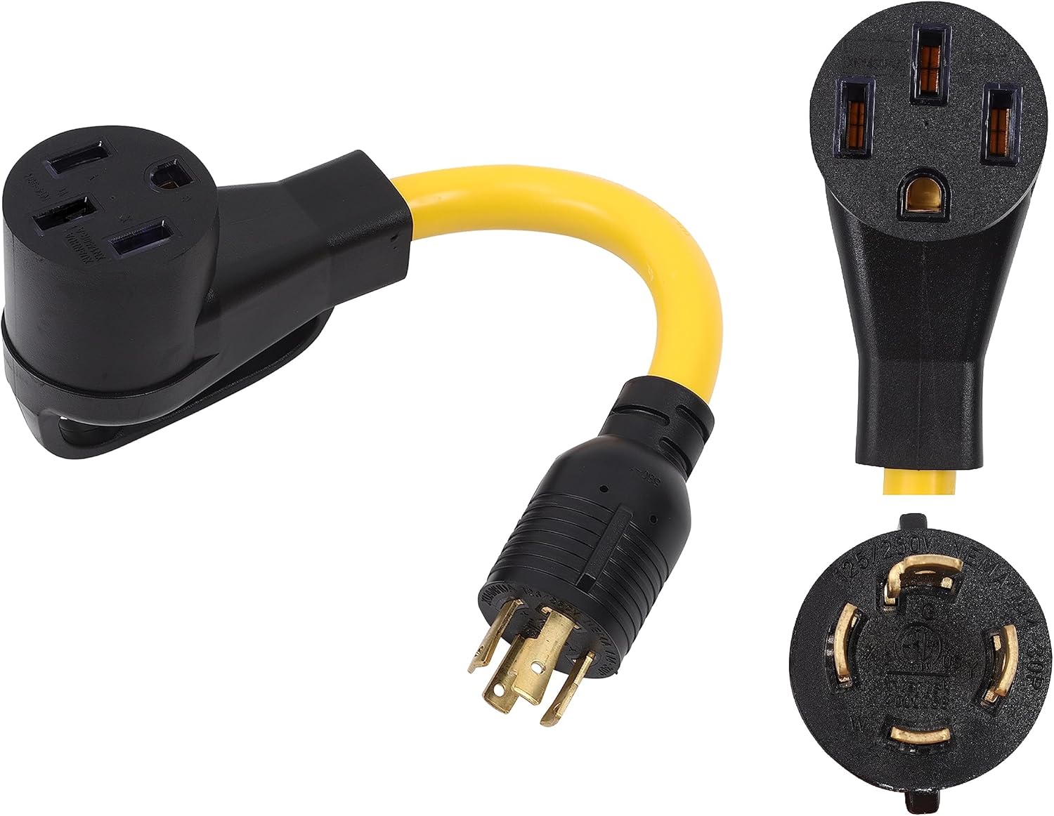 ONETAK NEMA L14-30P to 14-50R 120V/240V 30 Amp Twist Lock 4 Prong Male Plug to 50 Amp 4 Prong Female Outlet Receptacle Generator Welder Dryer EV Charger Power Cord Adapter