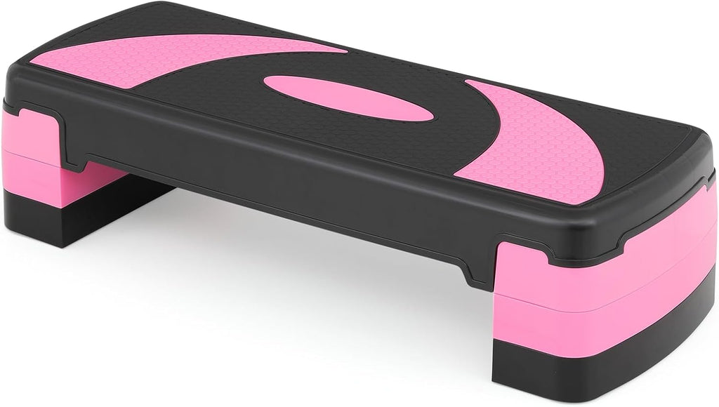 Generic 31-Inch Adjustable Workout Step Platform with Risers Adjust from 4 inch - 6 inch - 8 inch for Cardio, Core and Strength Training, Aerobic Stepper for Exercise at Home, Pink
