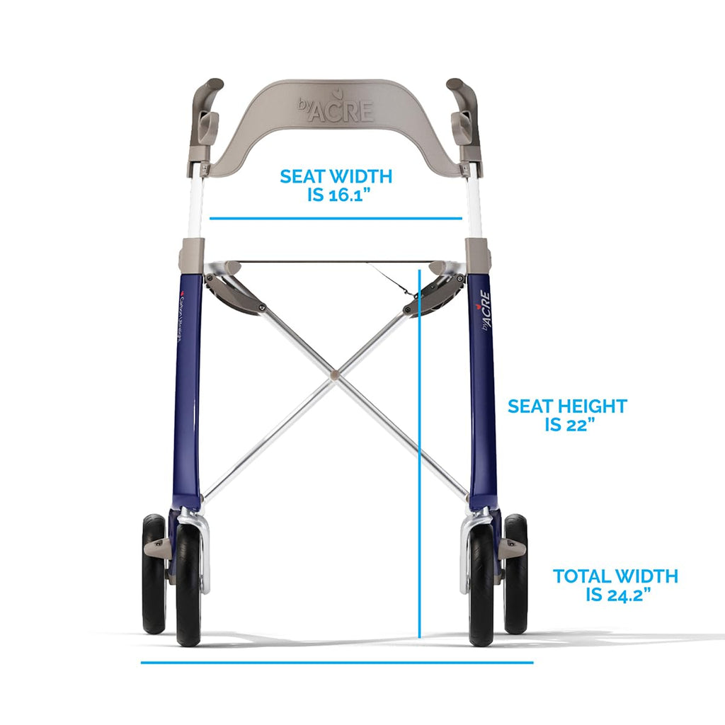 Ultralight Carbon Fiber Rollator with Backrest, Blue D369615