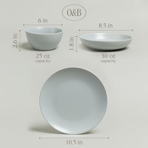 16-Piece Stoneware Dinnerware Set with Plates and Bowls Y62011