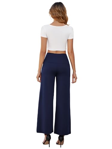 Women's Stretchy Wide Leg Palazzo Lounge Pants with Pockets B791829