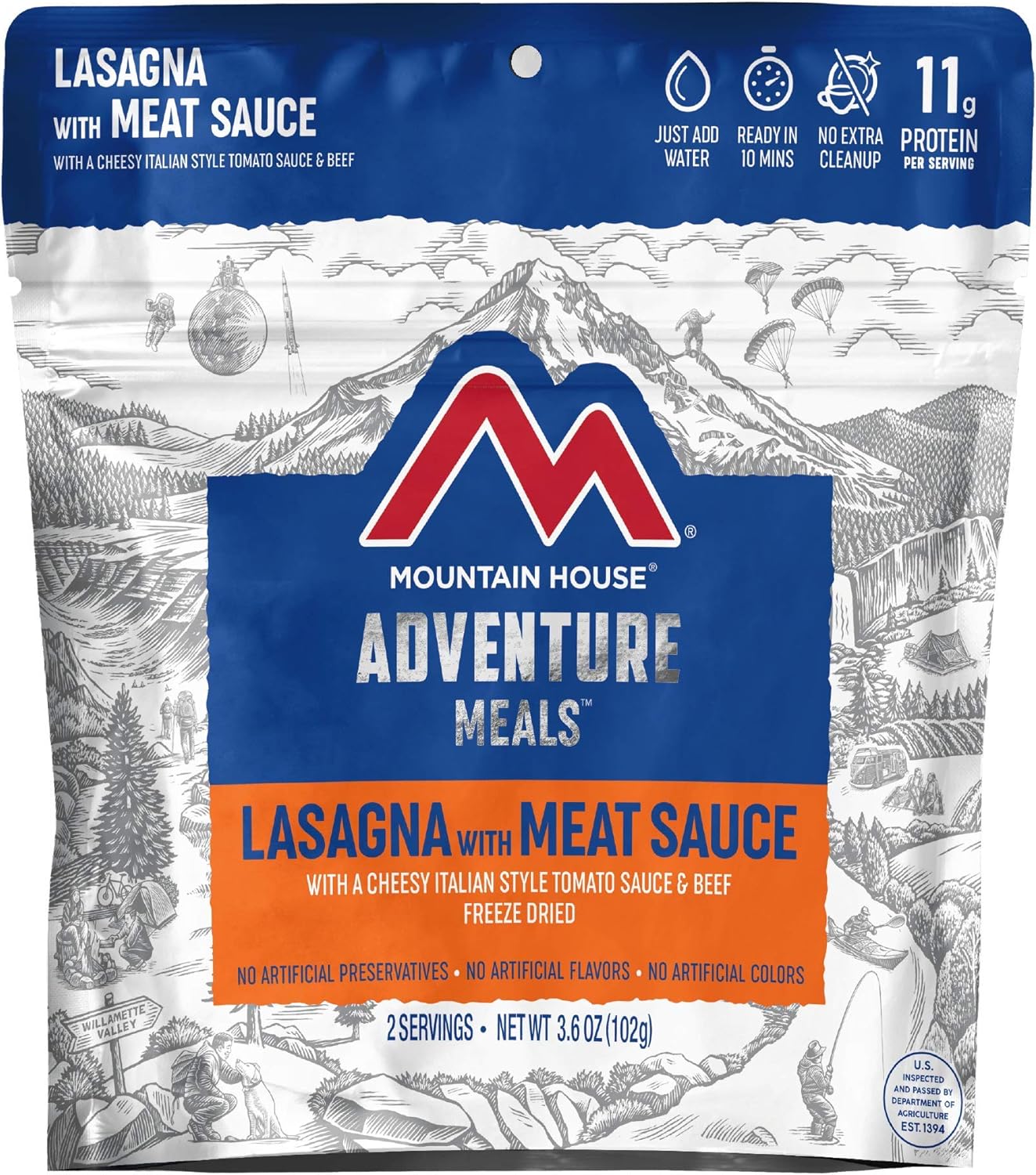 Freeze Dried Backpacking Food, Biscuits & Gravy and Lasagna, 2 Servings Each X499