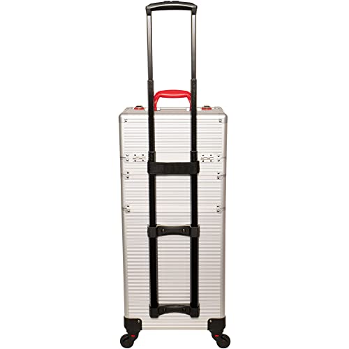 Large Rolling Makeup Train Case with Wheels for Travel and Storage I69233