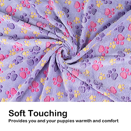 Dog Blanket Soft Fluffy Fleece Pet Mat Paw Print Design K506