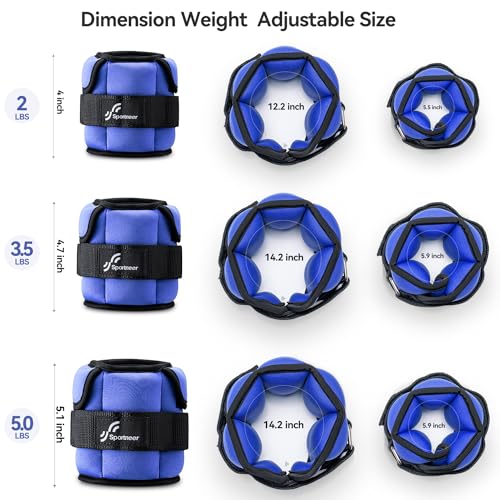 Adjustable Ankle Weights for Men and Women, 1 Pair, 2-10 lbs, for Gym Fitness Workout O1522
