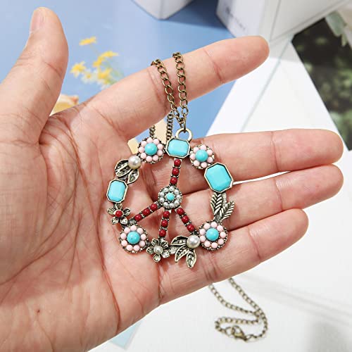 3PCS Women Hippie Costume Set with Headband, Necklace and Sunglasses Y1733