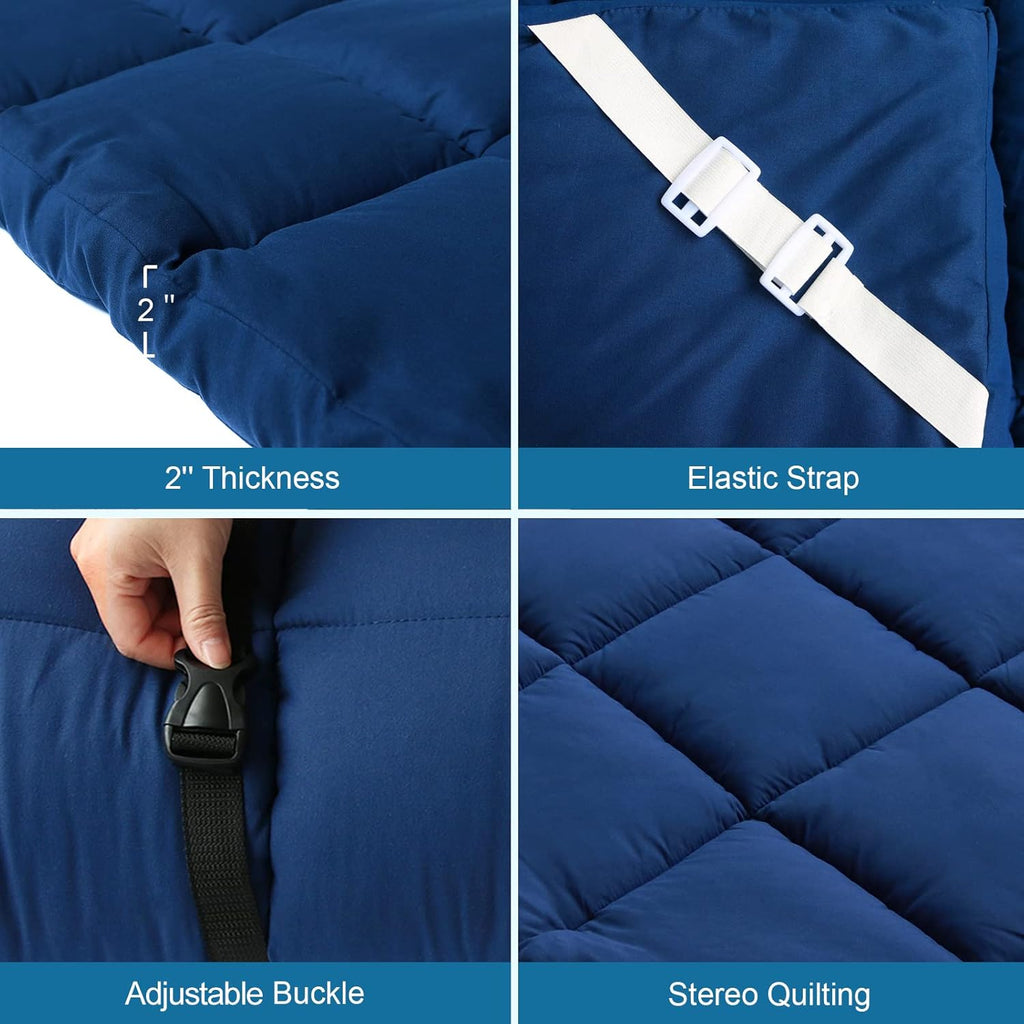 Quilted Cot Mattress Topper 2 Pack, Soft Sleeping Pad for Camping Cot, 75"x30" D74640