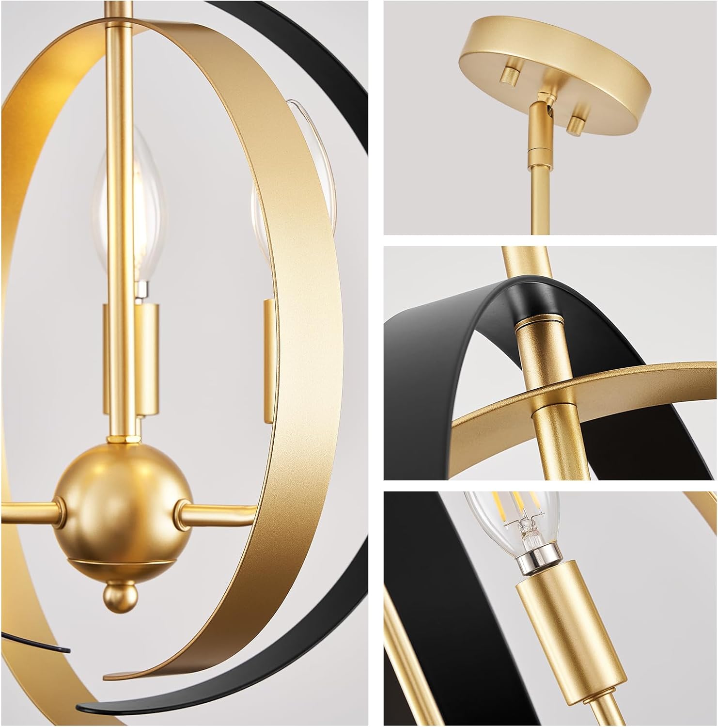 Modern Globe Pendant Light, Adjustable Height 3-Light for Dining Room and Kitchen Island B954076