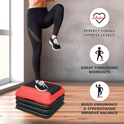16"x16" Aerobic Step Platform with 4 Risers, Adjustable Height 4"-12" Q6473
