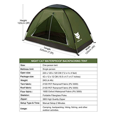Backpacking Tent for 1-2 Persons Lightweight Waterproof Camping Hiking S281330