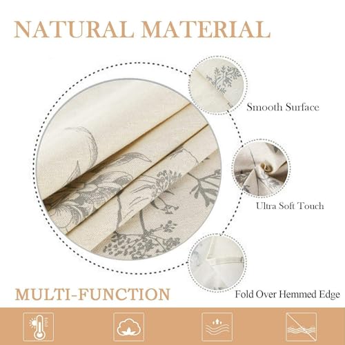 Round Tablecloth Cotton Linen Botanical Print for Dining Kitchen Picnic O697030