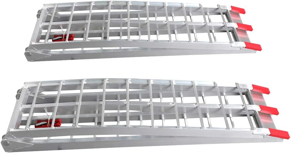 7.5ft 2Pcs Aluminum Loading Ramps for Lawnmower ATV UTV Truck Folding Ramps with Support Legs &Load Straps,Folding Ramps Motorcycle, Solid Ramps for every day use.