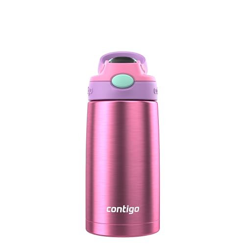 Contigo Autospout Water Bottle with Straw, 13 oz, Azalea/Pansy