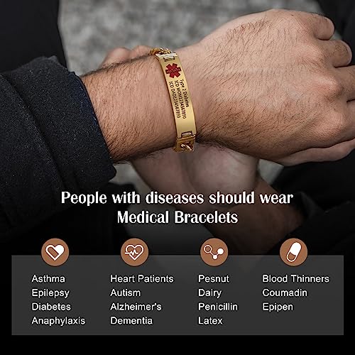 Engraved Medical Alert ID Bracelet for Men S6990
